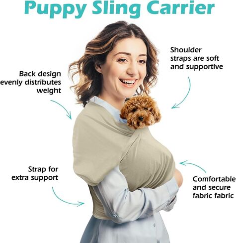 PINVNBY Dog Sling Carrier, Adjustable Hands Free Puppy Pouch Front Cat Sling Carrier Adjustable Shoulder Small Animals Sling for Small Dogs Pet Carrier Bag for Outdoor in Saudi Arabia