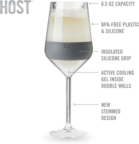 Host Wine Freeze Stemmed Wine Glasses, 6.5oz Set of 4 Cooling Cups, Mother's Day Gifts, Gifts for Wife, Mom Birthday Gifts, Gifts for Women, Tinted in Saudi Arabia