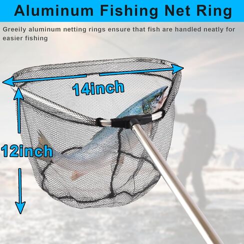 Fishing Landing Net, Fishing Net with Handle for Fishing with Splicing Extension Pole Handle Sturdy Stainless Steel Tubes Comfortable Sponge Handle, yellow in Saudi Arabia