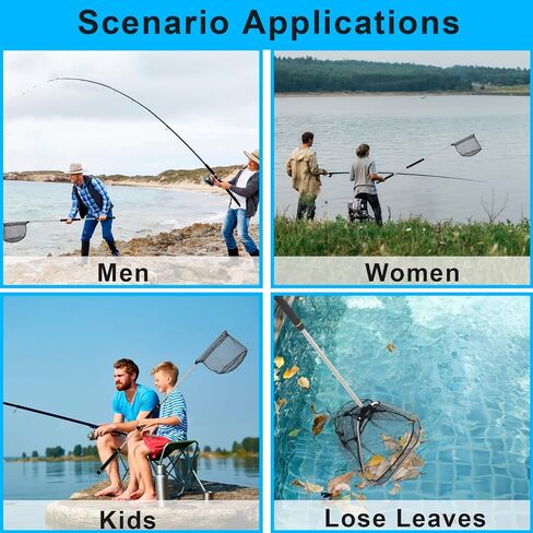 Fishing Landing Net, Fishing Net with Handle for Fishing with Splicing Extension Pole Handle Sturdy Stainless Steel Tubes Comfortable Sponge Handle, yellow in Saudi Arabia
