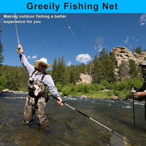 Fishing Landing Net, Fishing Net with Handle for Fishing with Splicing Extension Pole Handle Sturdy Stainless Steel Tubes Comfortable Sponge Handle, yellow in Saudi Arabia