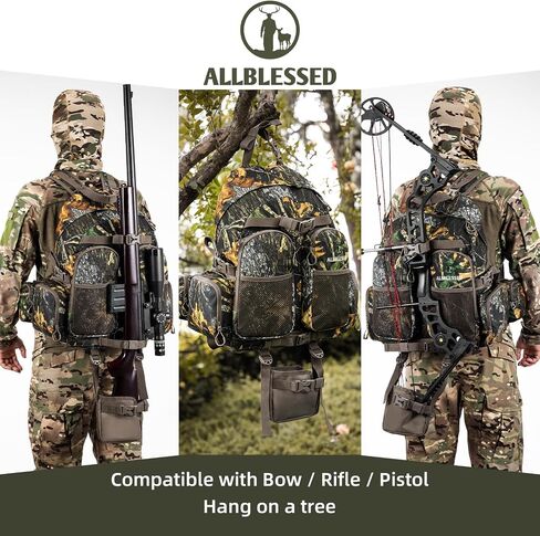 Hunting Backpack for Men Camo Hunting Day Pack for Rifle Bow 35L | Silent fabric, Daypack for Rifle Bow Carry System, Waterproof Camo ，Versatile and roomy，Hunting gifts for men Hunting gear in Saudi Arabia