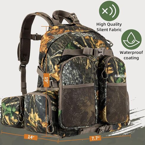 Hunting Backpack for Men Camo Hunting Day Pack for Rifle Bow 35L | Silent fabric, Daypack for Rifle Bow Carry System, Waterproof Camo ，Versatile and roomy，Hunting gifts for men Hunting gear in Saudi Arabia