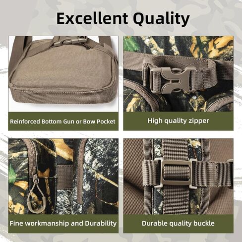 Hunting Backpack for Men Camo Hunting Day Pack for Rifle Bow 35L | Silent fabric, Daypack for Rifle Bow Carry System, Waterproof Camo ，Versatile and roomy，Hunting gifts for men Hunting gear in Saudi Arabia