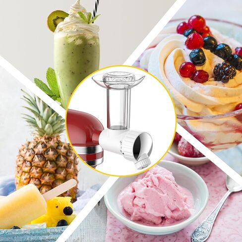 صانع تقديم الفواكه المجمدة الناعم لخلاط حامل كيتشن ايد، صانع الآيس كريم الناعم الخالي من الألبان من أجل مساعد المطبخ، صانع حلوى الآيس كريم، كمرفق صانع الآيس كريم كيتشن ايد، آمن للاستخدام في غسالة الأطباق in Kuwait