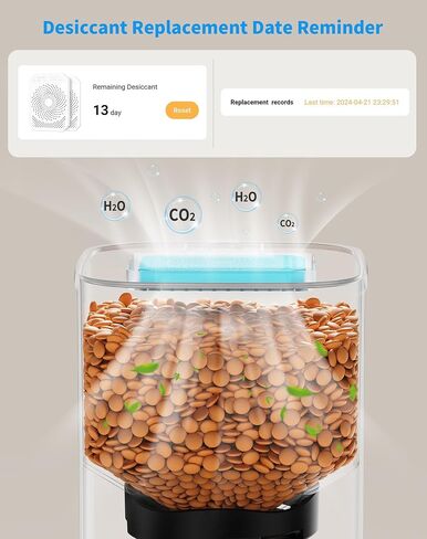 جهاز تغذية أوتوماتيكي للقطط سعة 3.5 لتر من HoneyGuaridan لقطتين، جهاز تغذية ذكي للحيوانات الأليفة مزود بتقنية WiFi 2.4 جيجا بايت مع وعاء من الفولاذ المقاوم للصدأ، وموزع للتحكم في التطبيق، ومصدر طاقة مزدوج، وحقيبة تجفيف باللون الأسود in Saudi Arabia