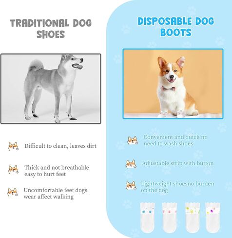 40 Pcs Disposable Waterproof Dog Boots,Pet Shoes with Adjustable Self-Adhesive Bandage,Disposable Dog Booties for Paw Protection,Dog Feet Covers Shoes,Dog Shoes,Paw Protectors for Small Medium Dogs(S) in Saudi Arabia