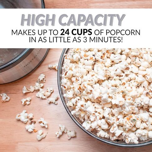 Nostalgia Classic Electric Stirring Popcorn Maker, Makes 8 Cups, Large Lid Doubles as Serving Bowl, Quick Heat Technology, for Kettle Corn and Roasted Nuts, Black in Kuwait