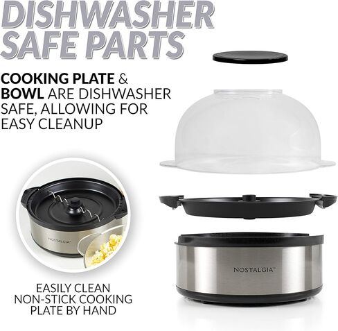 Nostalgia Classic Electric Stirring Popcorn Maker, Makes 8 Cups, Large Lid Doubles as Serving Bowl, Quick Heat Technology, for Kettle Corn and Roasted Nuts, Black in Kuwait