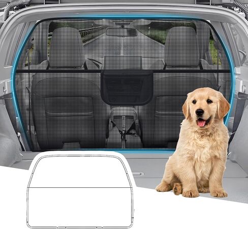 Foldable Dog Car Barrier One-Piece Design, 61.4" Wide Dog Car Divider Back Seat Barrier for 2nd 3rd Row Seats or Cargo Area, Pet Barrier for Car Large SUVs and Full Sized Vehicles in Saudi Arabia