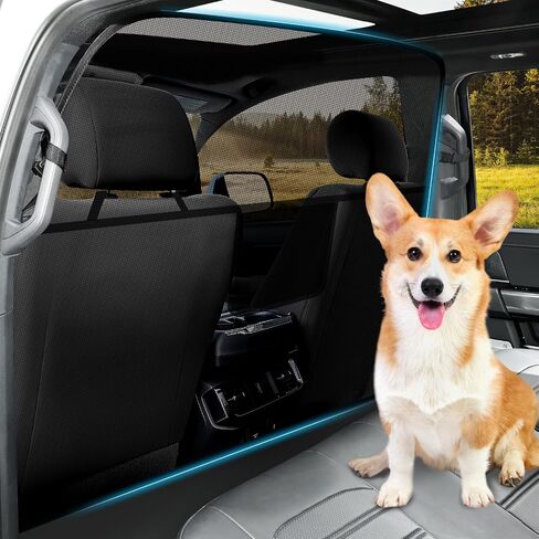 Foldable Dog Car Barrier One-Piece Design, 61.4" Wide Dog Car Divider Back Seat Barrier for 2nd 3rd Row Seats or Cargo Area, Pet Barrier for Car Large SUVs and Full Sized Vehicles in Saudi Arabia
