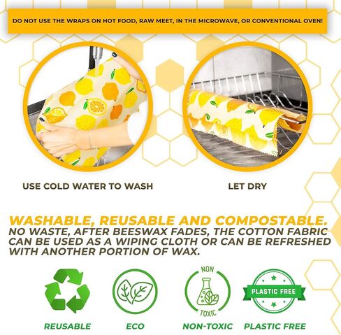 Reusable Beeswax Food Wraps Set – 9 Pcs Assorted Sustainable Beeswax Wrap, Washable Wax Wrapping, Bread Sandwich Storage Wax Covers (3 Each for Small, Medium, and Large) in Saudi Arabia