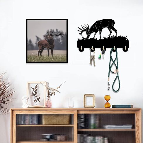 قرن الوعل جدار معطف الرف ديكور المنزل الحياة البرية الحيوان الحديثة خشبية جدار هوك الغزلان الصيد الجدار شماعات هنتر هدية، اليدوية تخزين المنزل الخشبي، كيرينغ سترة معطف شماعات in Kuwait
