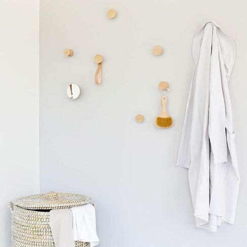Round Beech Wood Wall Mounted Coat Hook/Hanger With Leather Strap (Set of 3 - ø1.9 Inch) in Saudi Arabia