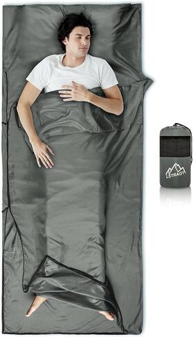 Sleeping Bag Liner,14oz Ultralight Sefl Tan Sleep Sack with 2 Way Zipper, Expose Feet Separately, Adult Sleep Sack & Travel Sheets for Camping, Hiking, Traveling Backpacking,Hotel in Kuwait