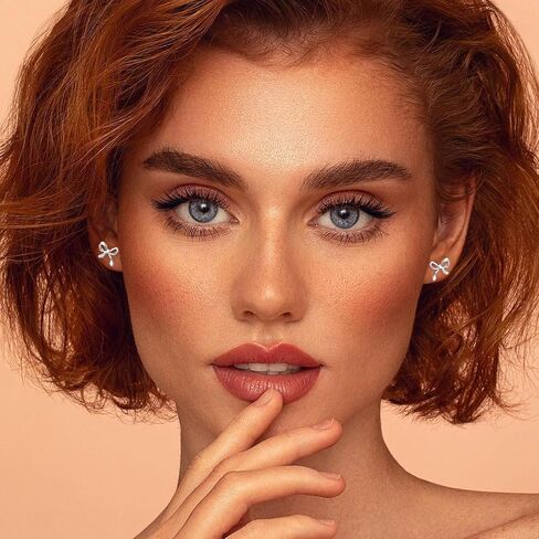 Classic Silver Bow Earrings for Women Cute Ribbon Bow Stud Earrings Birthday Christmas Jewelry Gifts for Women Girls (Design A) in Saudi Arabia