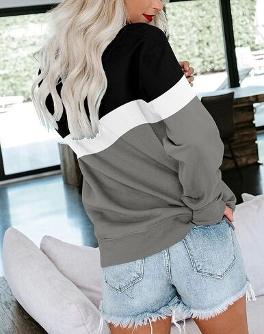 BeadChica Women's Casual Crew Neck Sweatshirts Long Sleeve Tops Cute Pullover Loose Fit-Gradient-S in Saudi Arabia