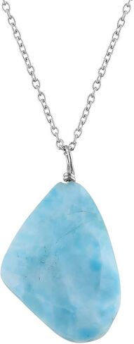 Exquisite Larimar Stone Pendant Necklace - Dolphin Stone Elegance, Chakra Healing, Sterling Silver, Minimalist Handmade Jewelry, Birthstone Charm, Women's Gift, 18 inch Chain - OdrillionGems in Saudi Arabia