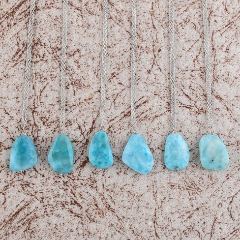 Exquisite Larimar Stone Pendant Necklace - Dolphin Stone Elegance, Chakra Healing, Sterling Silver, Minimalist Handmade Jewelry, Birthstone Charm, Women's Gift, 18 inch Chain - OdrillionGems in Saudi Arabia