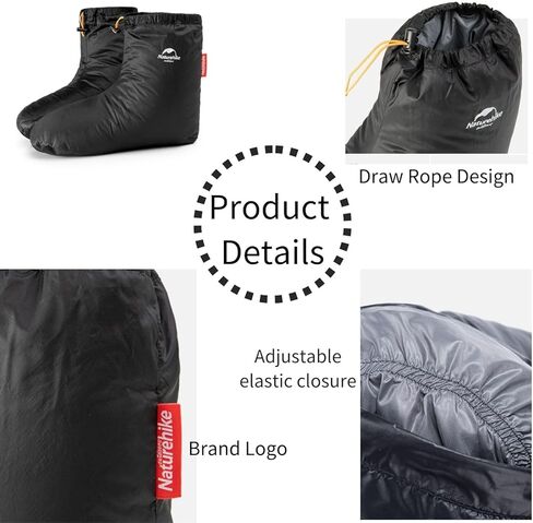 أحذية Naturehike الشتوية خفيفة الوزن من ريش الأوز، جوارب نوم دافئة ومريحة للتخييم للرجال والنساء، أحذية شبشب محشوة بالأسفل مع حقيبة تخزين in Kuwait