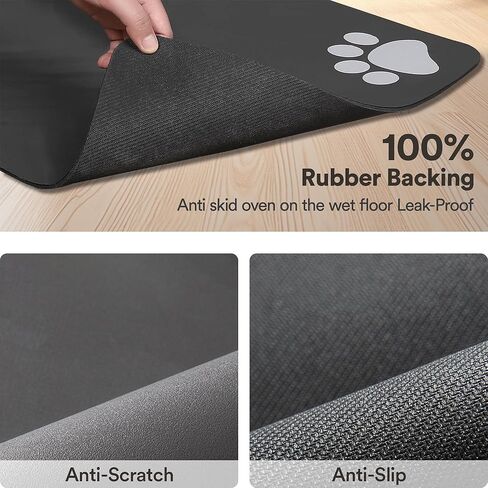 سجادة تغذية الحيوانات الأليفة - سجادة للكلاب لأوعية الطعام والماء، مقاس 12 * 19 بوصة، باللون الأسود in Kuwait