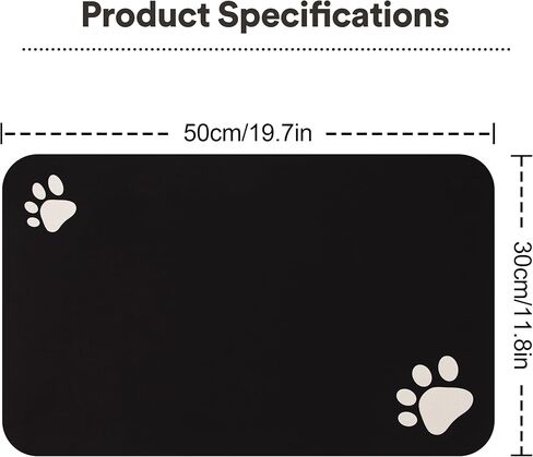 سجادة تغذية الحيوانات الأليفة - سجادة للكلاب لأوعية الطعام والماء، مقاس 12 * 19 بوصة، باللون الأسود in Kuwait