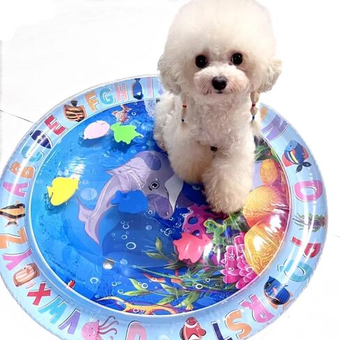 Cat Water Mat for Dogs - 2 Pack, Upgraded Thicken Unbreakable Cat Splash Play Mat, Circle Innovative Water Sensor Mat for Dogs for Endless Self Play in Saudi Arabia