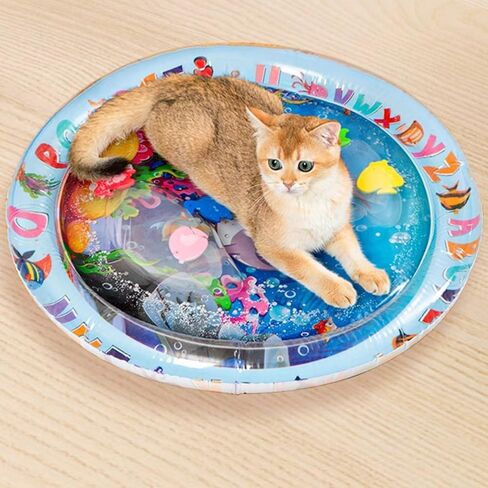 Cat Water Mat for Dogs - 2 Pack, Upgraded Thicken Unbreakable Cat Splash Play Mat, Circle Innovative Water Sensor Mat for Dogs for Endless Self Play in Saudi Arabia