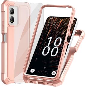 Ailiber for Boost Mobile Celero SC 5G Case with Screen Protector, Celero 5G SC Dual Layer Phone Case, Shockproof Corners TPU Bumper, Slim Silicone, Rugged Protective Cell Cover Case-Rose Gold