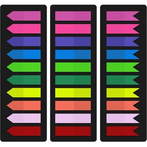 1200 Pieces Page Markers Sticky Index Tabs, Arrow Flag Tabs Colored Sticky Notes for Page Marker Bookmarks [10 Primary Colors, 3 Designs] Sticks Securely, Removes Cleanly