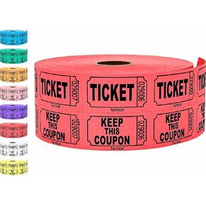 Tacticai 1000 Red Raffle Tickets, Double Roll, Ticket for Events, Entry, Class Reward, Fundraiser & Prizes