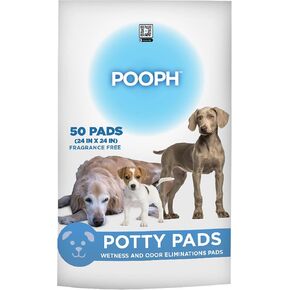 POOPH Potty Pads, Pee Pads for Dogs, Puppy & Housebound Pets, Disposable Potty Training Pads with Leak-Proof Design and Quick-Dry Surface, Superior Absorbency, 24x24 Inch - Pack of 50, White & Purple