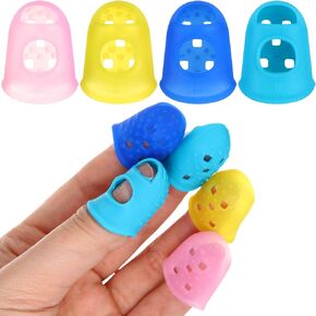 24 Pieces Rubber Fingers Tips Guard with 3 Sizes (S/M/L) Finger Protector Covers Caps for Paperwork, Cutting, Wax Carving, Guitar Playing and Office Supplies Tasks