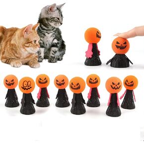 Fulxposs 10Pcs Halloween Cat Toys, Cat Toy Interactive Bouncy Ball, Cat Stuff Attract Cats Attention, Goth Cat Toys for Bored Indoor Adult or Kitten Cats Chew Bite Toys,for Pet-Loving Friends