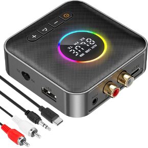 Bluetooth 5.4 Transmitter Receiver 3-in-1 Bluetooth Adapter HiFi Audio Bluetooth Receiver FM Transmitter with LED Display 3.5mm AUX RCA USB for TV/Car/PC/Home Stereo/Speakers