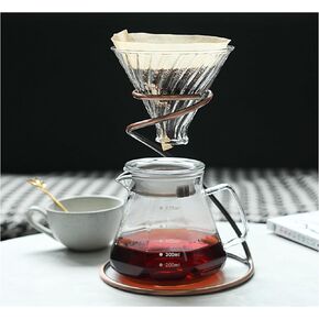 Pour Over Coffee Maker Set，20oz/600ml Pour Over Coffee Dripper & Glass Lid，Metal Dripper Stand and 100 Count Paper Coffee Filters，4 in 1 Set for Home or Office