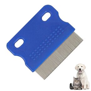 Stainless Steel Pet-Combs for Cats and Dogs, Fine Tooth Grooming Tool, Anti-Flea Combs with Non-Slip Handle, Tear Stains Remover, Blue