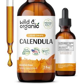 Calendula Tincture - Organic Calendula Flowers Supplement - Marigold Extract - Vegan, Alcohol Free Calendula Herb Drops - 4 fl oz