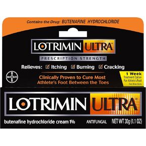 Lotrimin Ultra 1 Week Athlete's Foot Treatment - Antifungal Cream with Butenafine Hydrochloride 1% for Rapid Relief from Ringworm and Athlete's Foot, 1.1 Ounce (30 Grams) (Packaging May Vary)