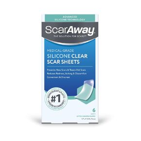 ScarAway Clear Silicone Scar Sheets, White, 10 Count