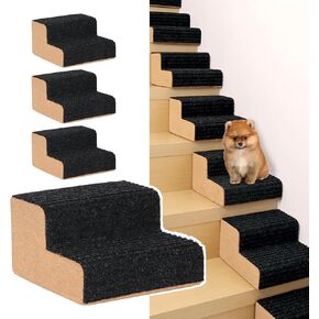 Dog Stairs for Small Dogs, 2-Step (6" Height) Modular Pet Stair Wedge for Any Staircase, Non-Slip High Support Dog Ramp for Injured Older Pets and Small Medium Dogs, Made of Cork Oak-1Pcs