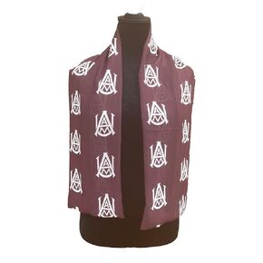 HBCU Alabama A&M University Maroon and White Chiffon Neck Scarf 48in x 8in
