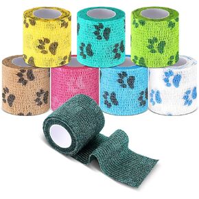 8 Rolls Pet Self Adhesive Bandage Wrap Bitter Vet Wrap Dog Bandage Pet Wrap Bandage Non Woven Tape for Dog Pet Cat Horses Birds Animals, 8 Colors
