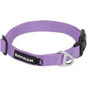 Dog Collar, Adjustable Nylon Puppy Collar with Quick-Release Buckle, Dog Collars for Small Medium, and Large Breed Size Dogs (Blue, S)