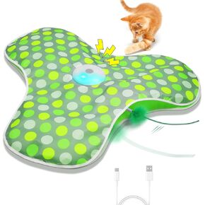 Interactive Cat Toys Rechargeable,Moving Concealed Feathers,Real Mouse Squeaky,Touch Activated Cat Kitten Toy Cat Exercise Toys for Indoor Bored Adult Cats
