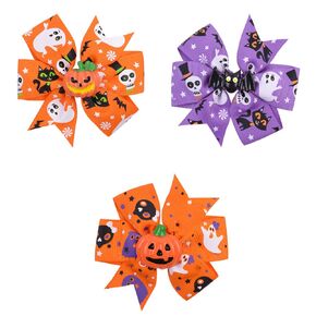 3pcs Halloween Bow Hair Clip Handmade Hair Accessories (Black&black&orange)
