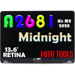 استبدال الشاشة لجهاز Mac14,2 MacBook Air 13.6 بوصة M2 2022 A2681 EMC 4074 13.6 بوصة 2560x1664 شاشة LCD كاملة مجموعة كاملة (منتصف الليل)