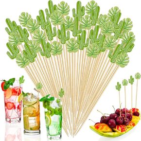 150 PCS Cocktail Picks Cute Flamingo Handmade Sticks Wooden Fruit Toothpicks Party Decorations Appetizer Skewers for Valentine's Day