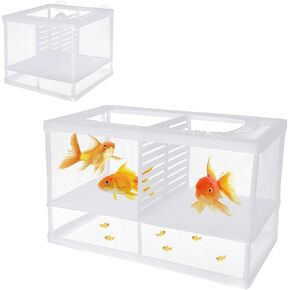 Fish Breeder Box Fish Aquarium Isolation Box Fish Divider Breeder Box with Suction Cups for Baby Fishes Shrimp Clownfish Guppy White