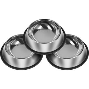 3Pcs Stainless Steel Dog Bowls Non-Slip Dog Food Bowl 54 Oz Dog Food and Water Bowl Set Dishwasher-Safe Puppy Bowls Rust Resistant Metal Pet Bowls Suitable for Small/Medium/Large Sized Pet